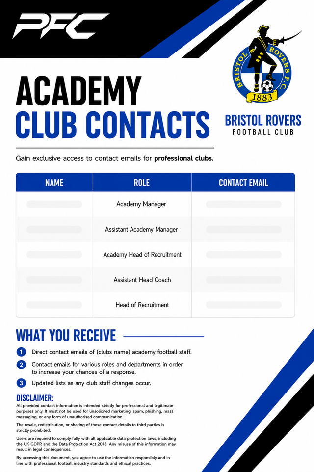 Bristol Rovers Academy Contacts