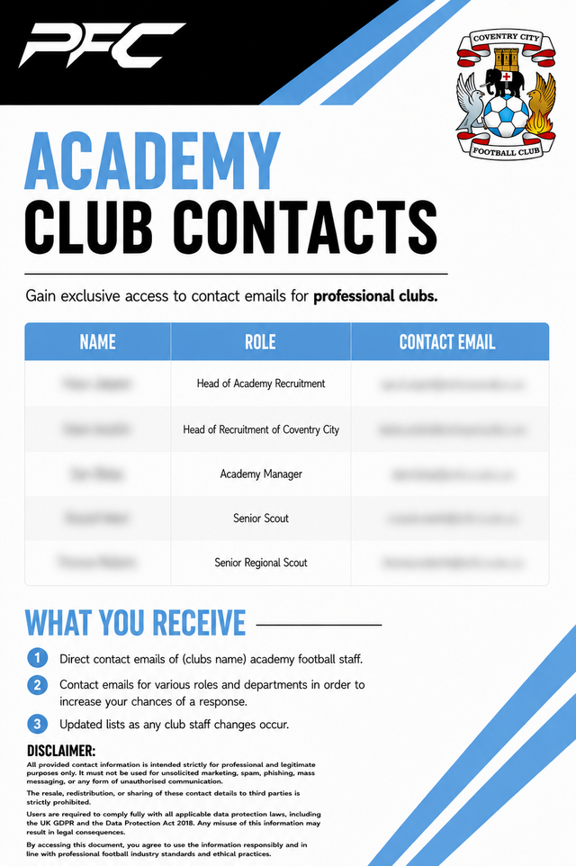 Coventry City Academy Contacts