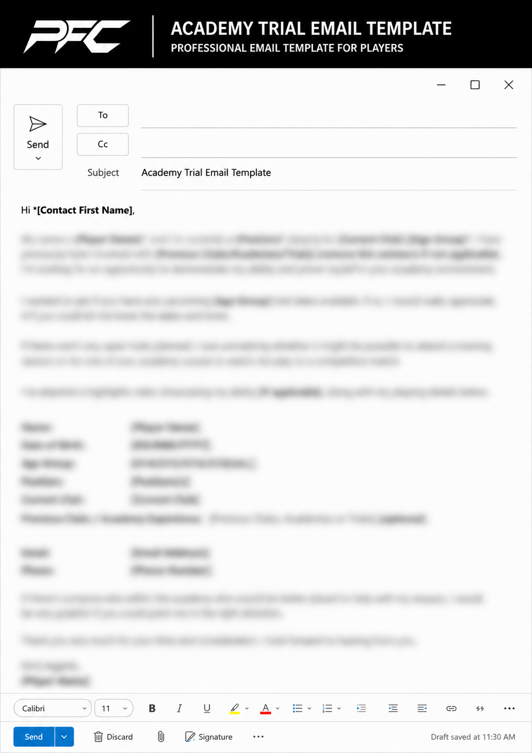 Email Template + Examplar