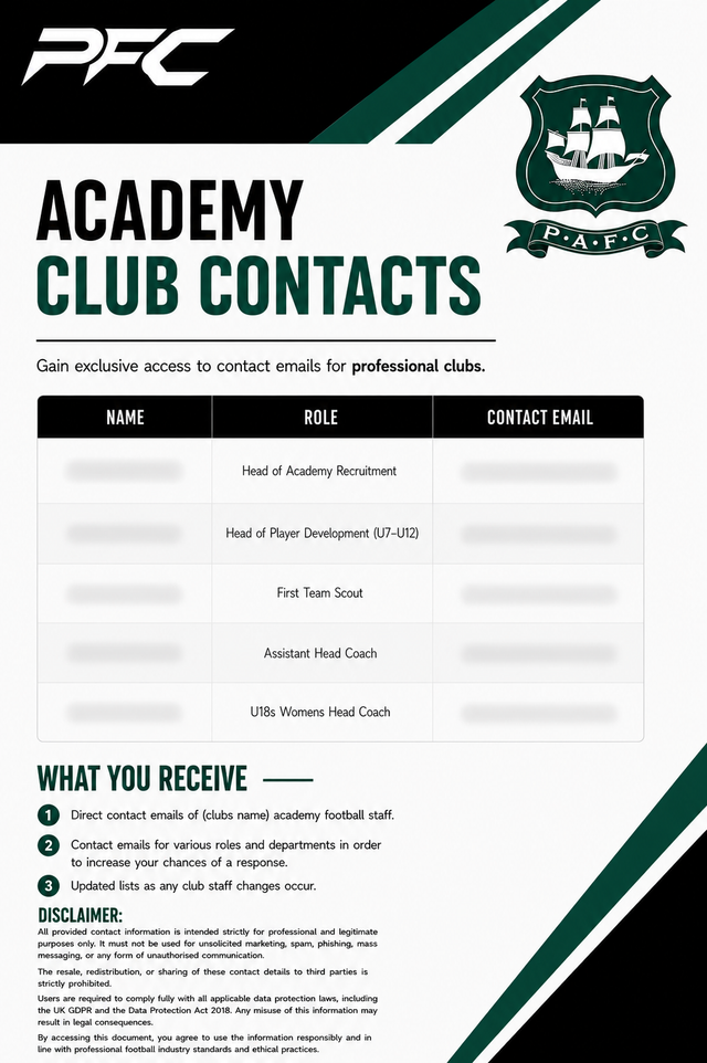 Plymouth Argyle Academy Contacts