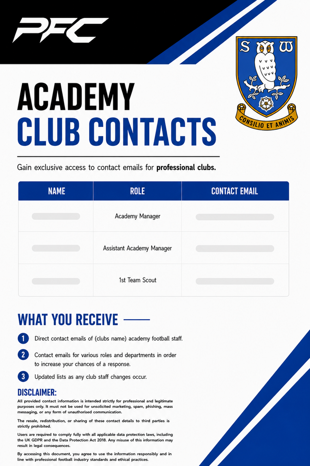 Sheffield Wednesday Academy Contacts