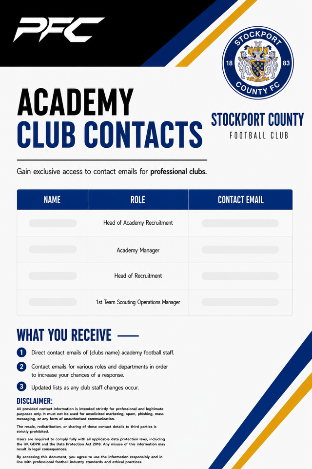 Stockport County Academy Contacts