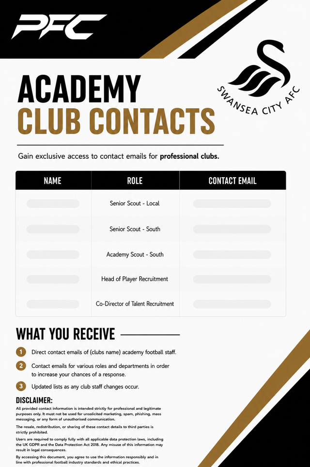 Swansea City Academy Contacts